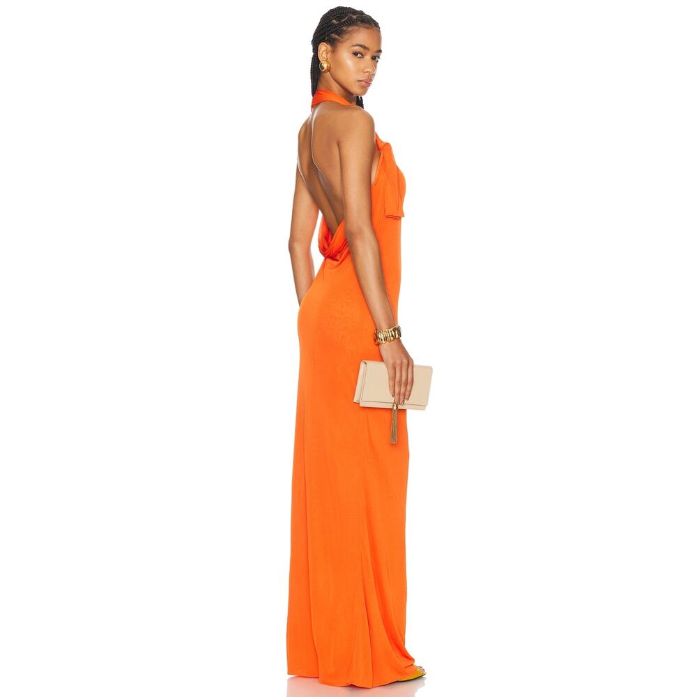 Saint Laurent Jersey Backless Halter Dress